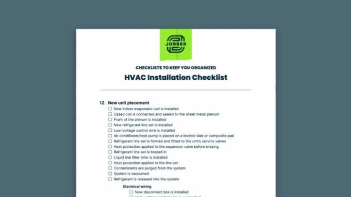 Hvac Install Checklist Template